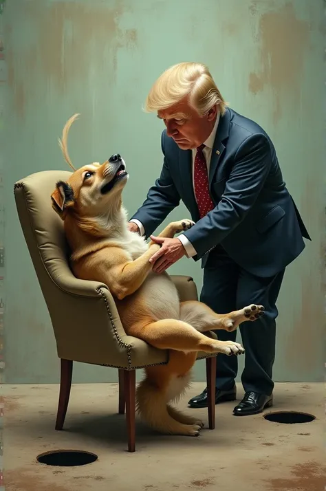 There will be a dog, its face will be like Sheikh Hasina.  The dogs tail will enter through one hole and exit through another hole.  Donald Trump will pull the dog out by the tail and put it in a chair.  And the dog will faint and fall off the chair.