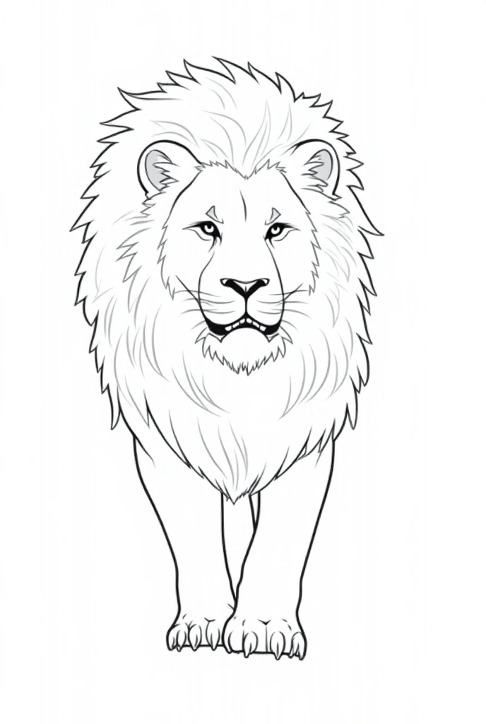 animal dark outlines black and white lion coloring book 