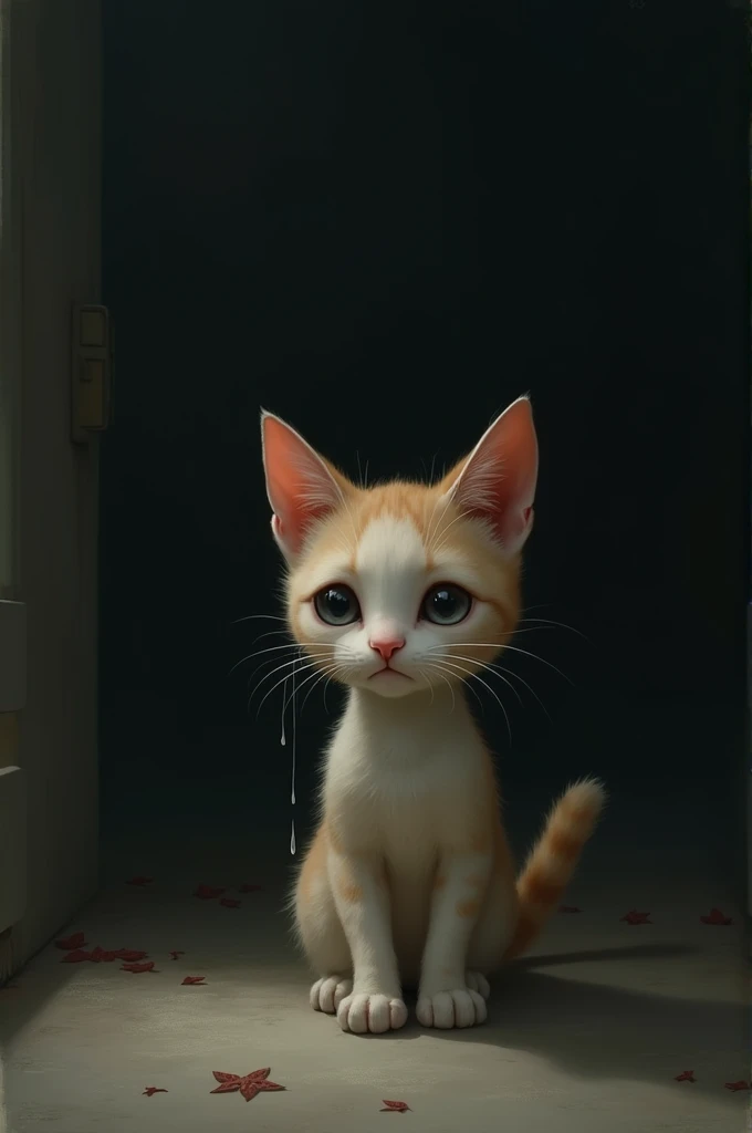 1 little cat crying in the ingagement 