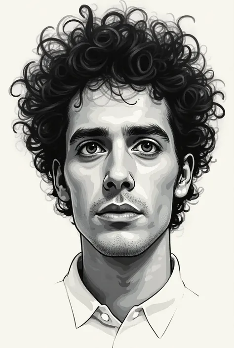 Create an image of the face of 
Gustavo Cerati less realistic than it looks like a drawing 