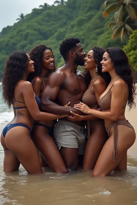 (live:1.9), realistic, ( beach background :1.9 dark green, orange, soft yellow) como uma fotografia, work of art, ((gigantic soft breasts :1.4)) ((Beautiful women :1.9 (A diverse group of many large breasted, beautiful women representing different characte...