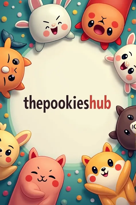 High quality, cute characters and "thepookieshub" written. Make the whole thing circular not rectangle please