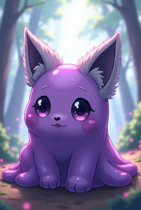 Anime purple slime with grown wolf ears