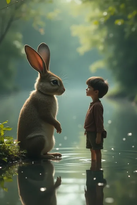 The rabbit led Leo to the riverbank and pointed to the water’s reflection.