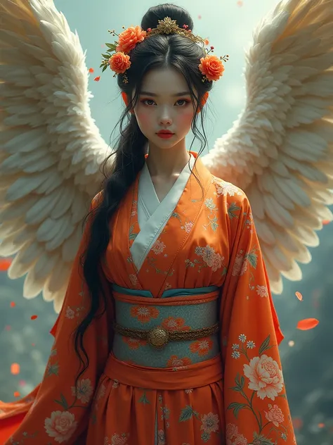  takes a straight look at the viewers、Possesses mysterious powers、A beautiful angel wearing a Japanese kimono