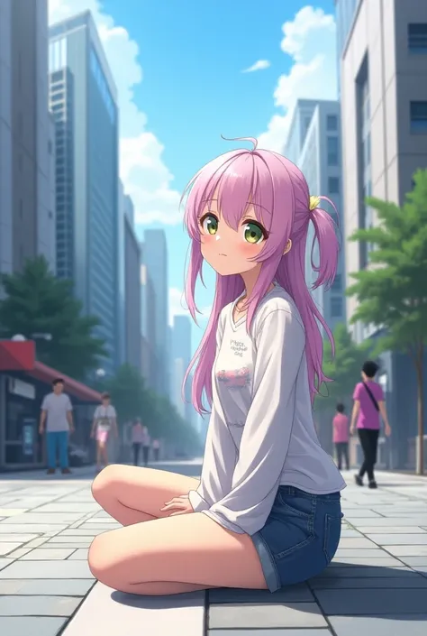 a girt anime chill in city