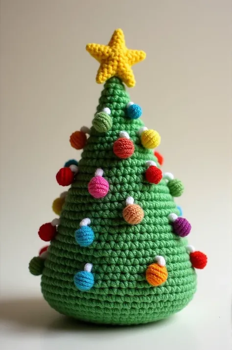 A crocheted amigurumi Christmas tree 