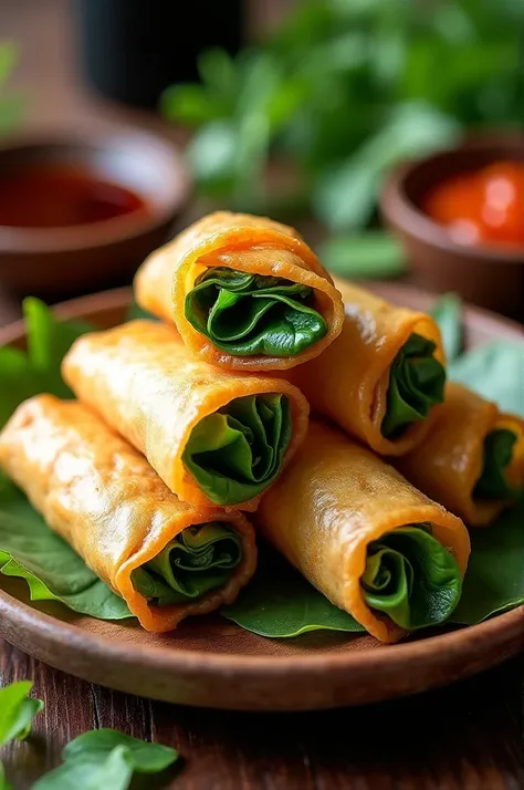 Lumpia made in tofu and water spinach
