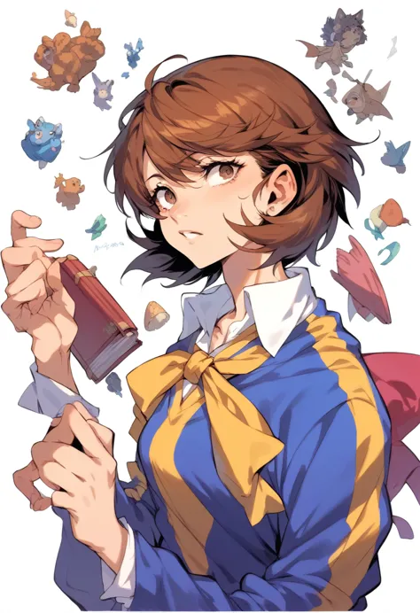 yukari takeba persona 3,  short brown hair, student