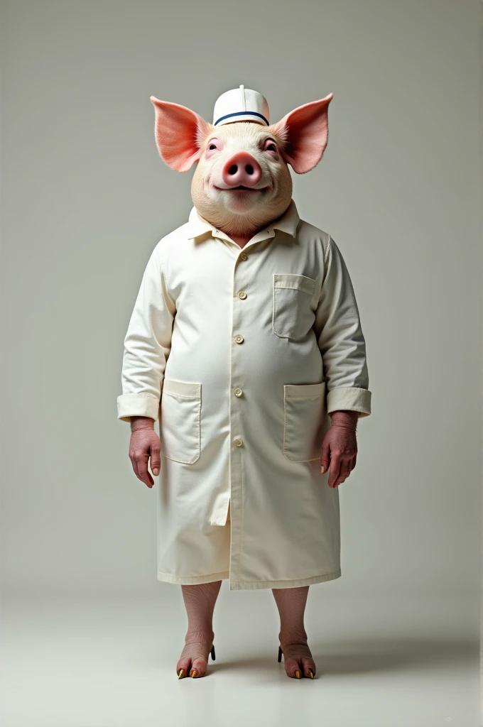 A cut pig wear a uniform of baber 