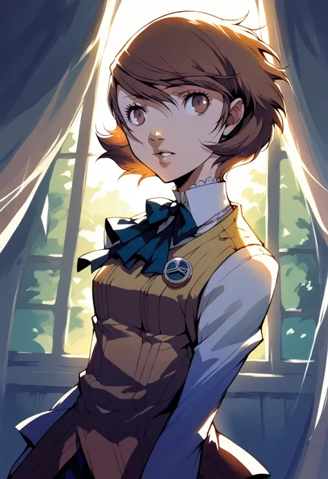 yukari takeba persona 3,  short brown hair, student, beautiful