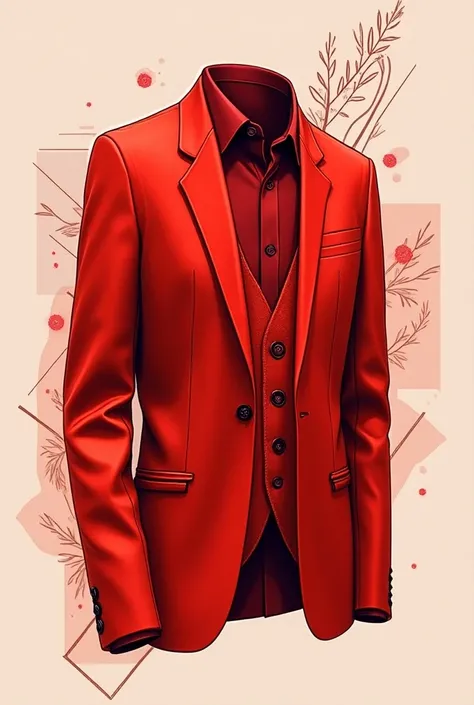 You have 2 designs of 2 formal shirts and 2 vests for men in full red ,  for the spring summer season inspired by Design Principles
Shapes and figures
geometric
Mouvement