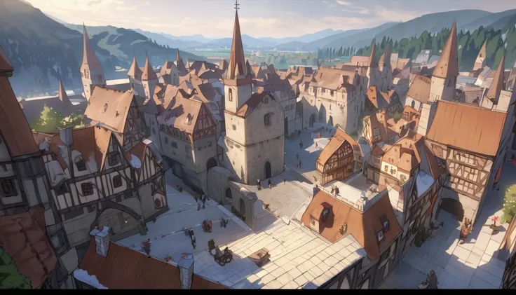  Medieval European Town ,  I was particular about every detail at the early fall park, 4K, masterpiece. Overlooking、 Christmas、Santa