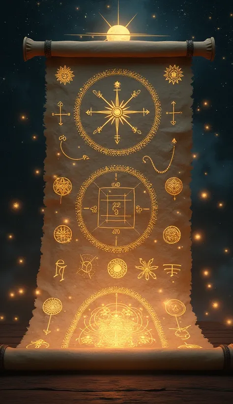 highly detailed and mystical astrological scene showing the stars (constellations) of a birth chart. Include intricate details of various star constellations with bright celestial symbols. A traditional Tamil astrological scroll with zodiac symbols should ...