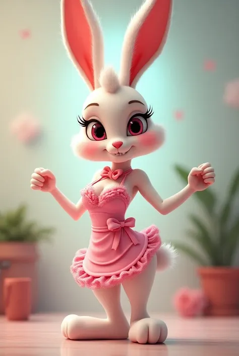 (lola bunny) With just a short pink apron