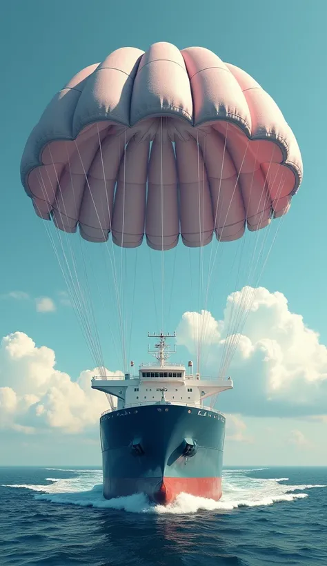 Parachute pulling biggest cargo ship 