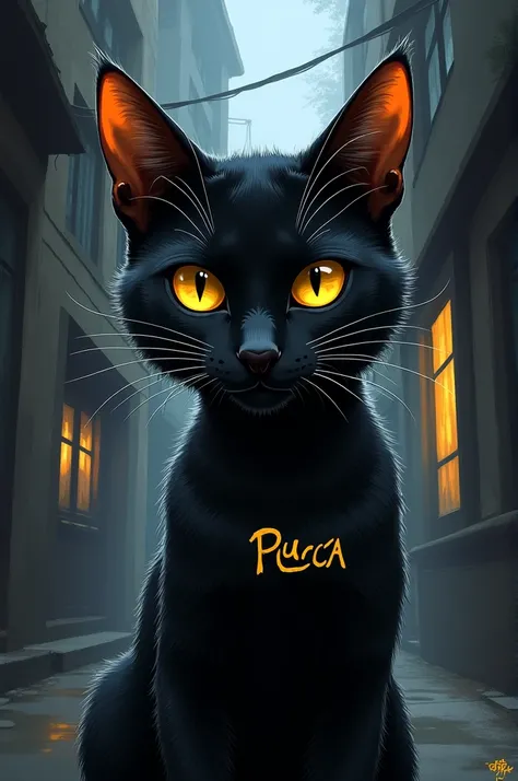 Black cat with the title Pucca