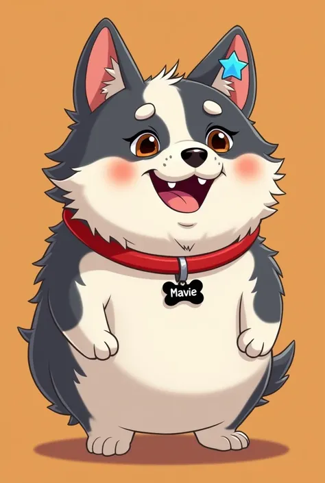 masterpiece, (best quality: 1.2), (super fine: 1.2), animated illustration, (extremely cute and lively: 1.2), medium-sized, tall, and chubby adult female dog around 4- with a slightly older and wise appearance. She has a scruffy, wiry coat that is predomin...