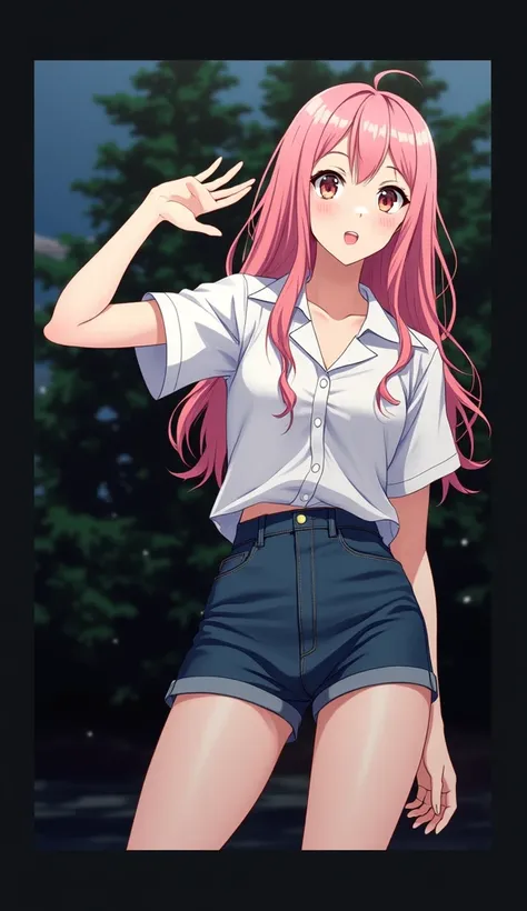 anime girl with pink hair and a white shirt posing for a picture, best anime 4k konachan wallpaper, anime style 4 k, seductive anime girl, anime visual of a cute girl, attractive anime girl, an anime girl, anime girl, (anime girl), anime best girl, blonde ...