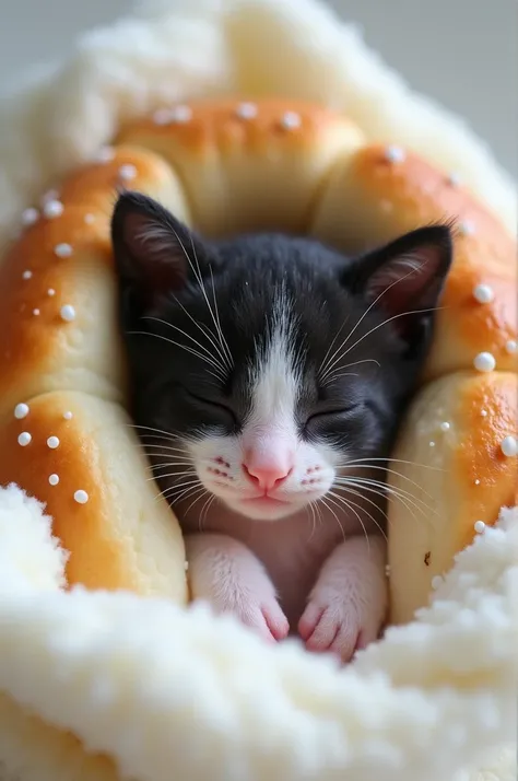 Black and white cat baby bun
