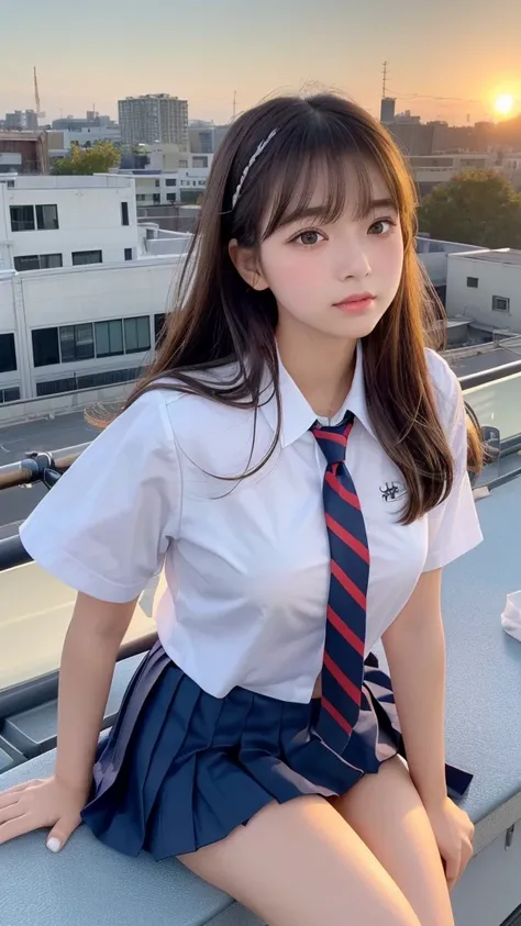 ((セーラー服を着た女子  high school students:1.5 )),((  Red Ribbon Tie:1.5)),(  white shirt :1.3),(blazers:1.3),Deep waistline,((  Navy Blue Ultra Short Pleated Mini Skirt :1.5)),(  skirt flip:1.3),(  show me white panties  :1.3),  1 girl,(6.Five Heads),  cowboy sho...