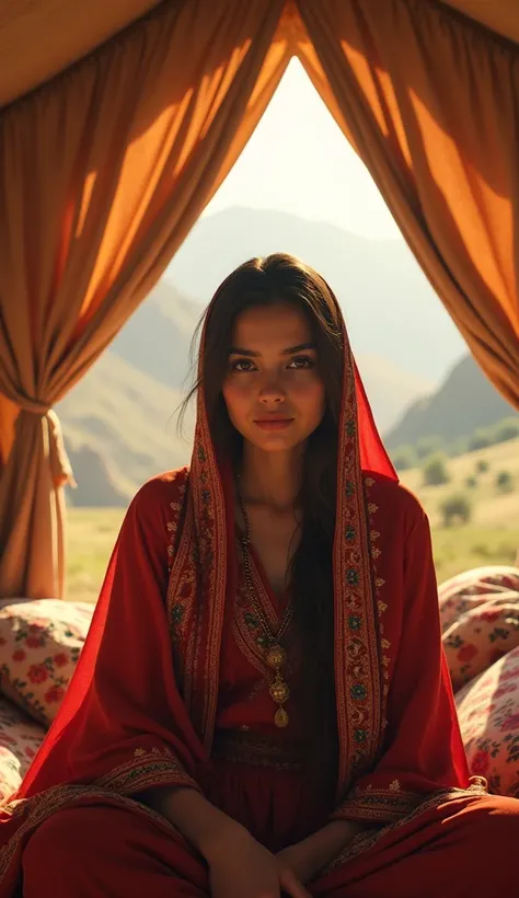 22 year old kohistani girl in kohistan in tent 4k quality, realistic, glow face