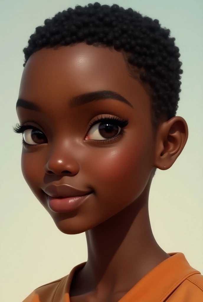 A black teenager with short hair and a bit big nose 