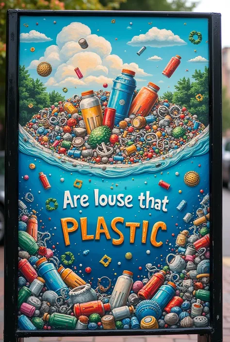 acrylic painted poster on Plastic waste management 