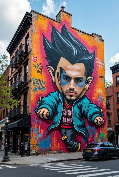 Draw this character on the wall of New York City