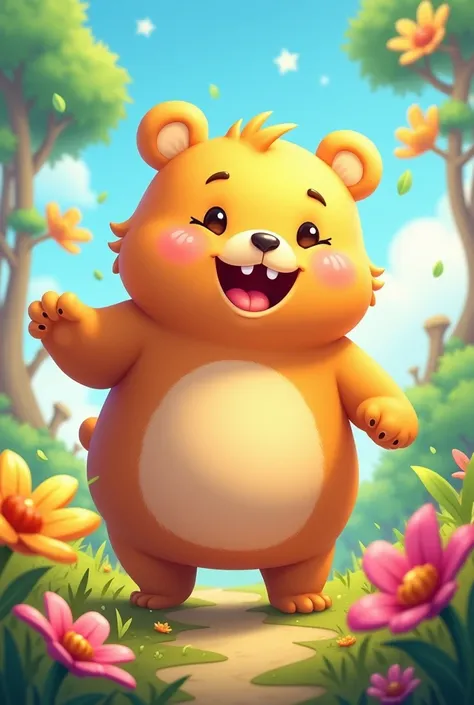  Joyful bear, cartoon style 