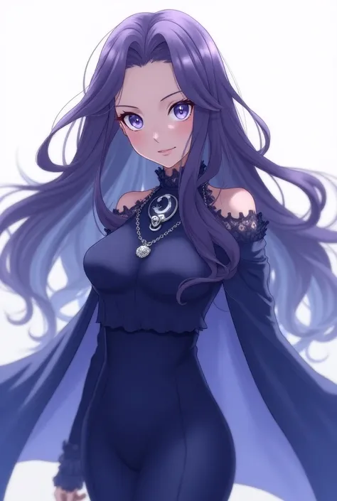 masterpiece, best quality, official art, Pokemon style, anime art style

Character details:
- Young woman in her mid-twenties, 168cm tall
- Long straight hair in deep purple-black with soft waves, reaching past shoulders
- Gentle clear light blue eyes with...