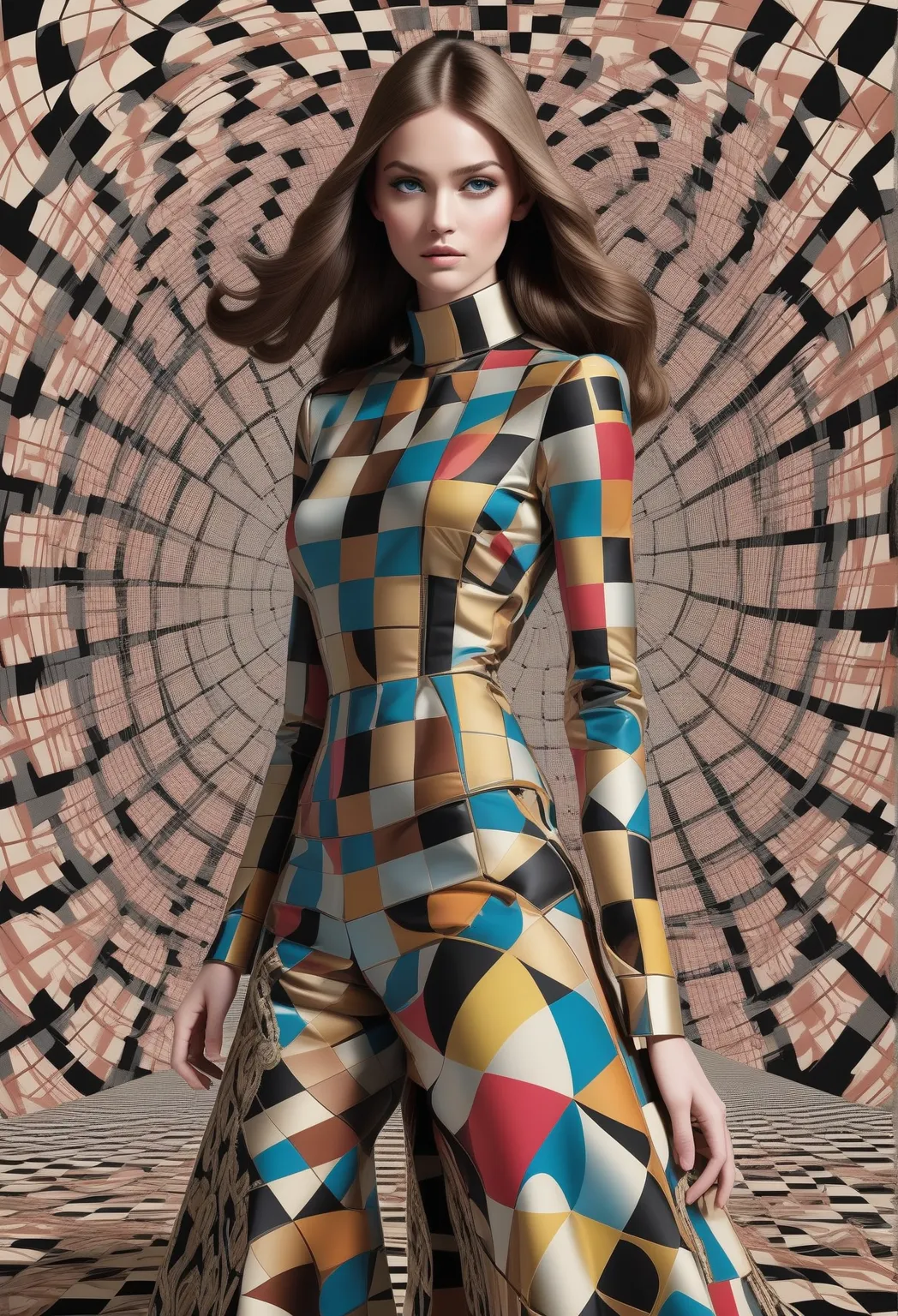 step into the world of op art fashion, where brocade and chintz fabrics come alive with pixelated plaid designs. get ready to be...