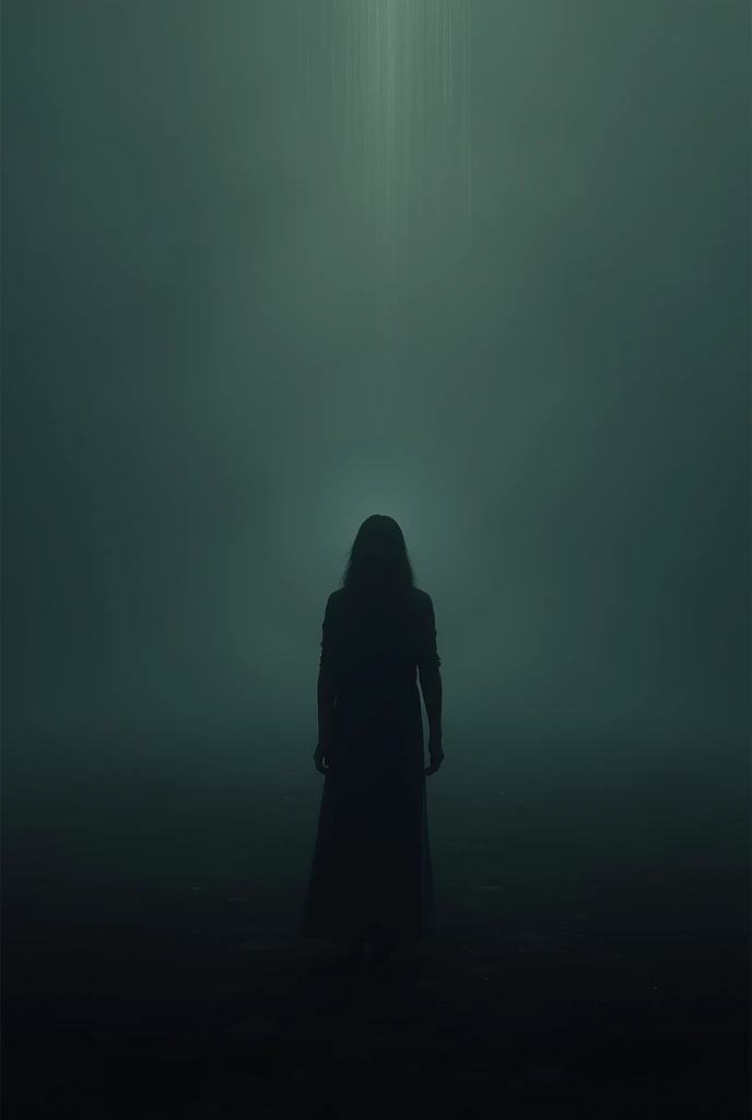 describes the phrase  "Who will fix me now?"  with a dark atmosphere ,  a single figure in silhouette standing alone in a vast, empty space.  The dim light from above gives little hope ,  while the main text adds to the impression of melancholy and vulnera...