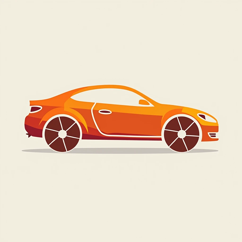 Create a modern logo for a dealership that specializes in affordable used cars. Include an abstract car silhouette, with a warm color palette 