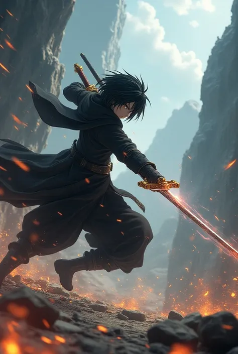 Make a cool image of kirito fighting