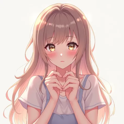 Place her hands and wrists left side to her face and make a heart shape with her hands.anime girl