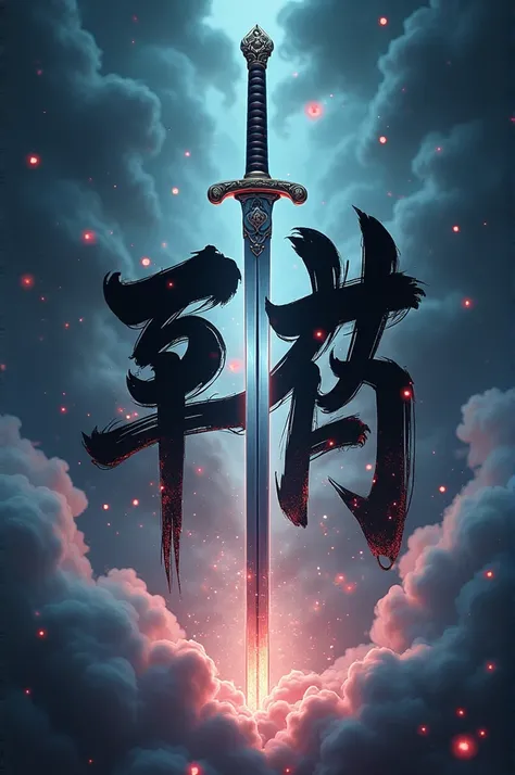 Anime text with sword