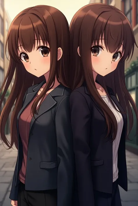 Female characters ,  from the anime Nana with long brown hair and brown eyes