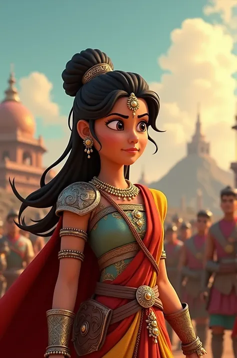 In cinematic 3d cartoon style"**Prompt:**

Write a historical fiction piece based on the life of **Rani Durgavati**, the warrior queen of Gondwana, set during the 16th century. The story should capture her determination, bravery, and leadership as she defe...