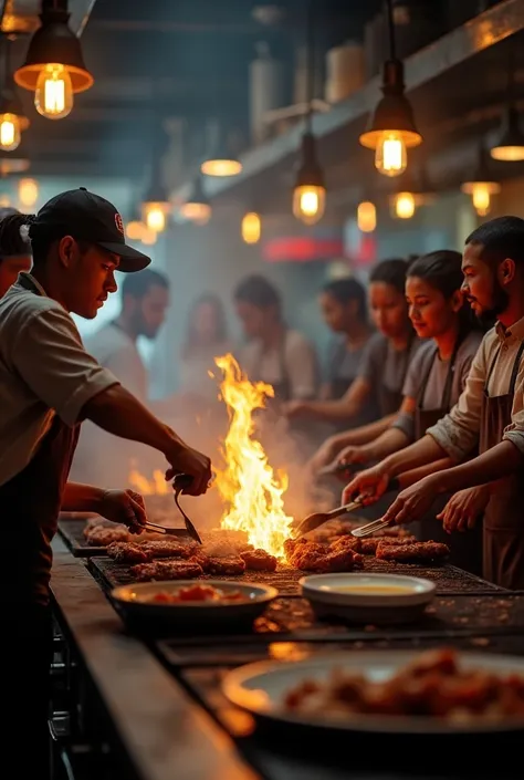 Buffalo grill équipe de plusieurs origines soudée 