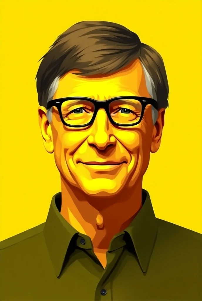 bill gates vector style, maon color yellow and black