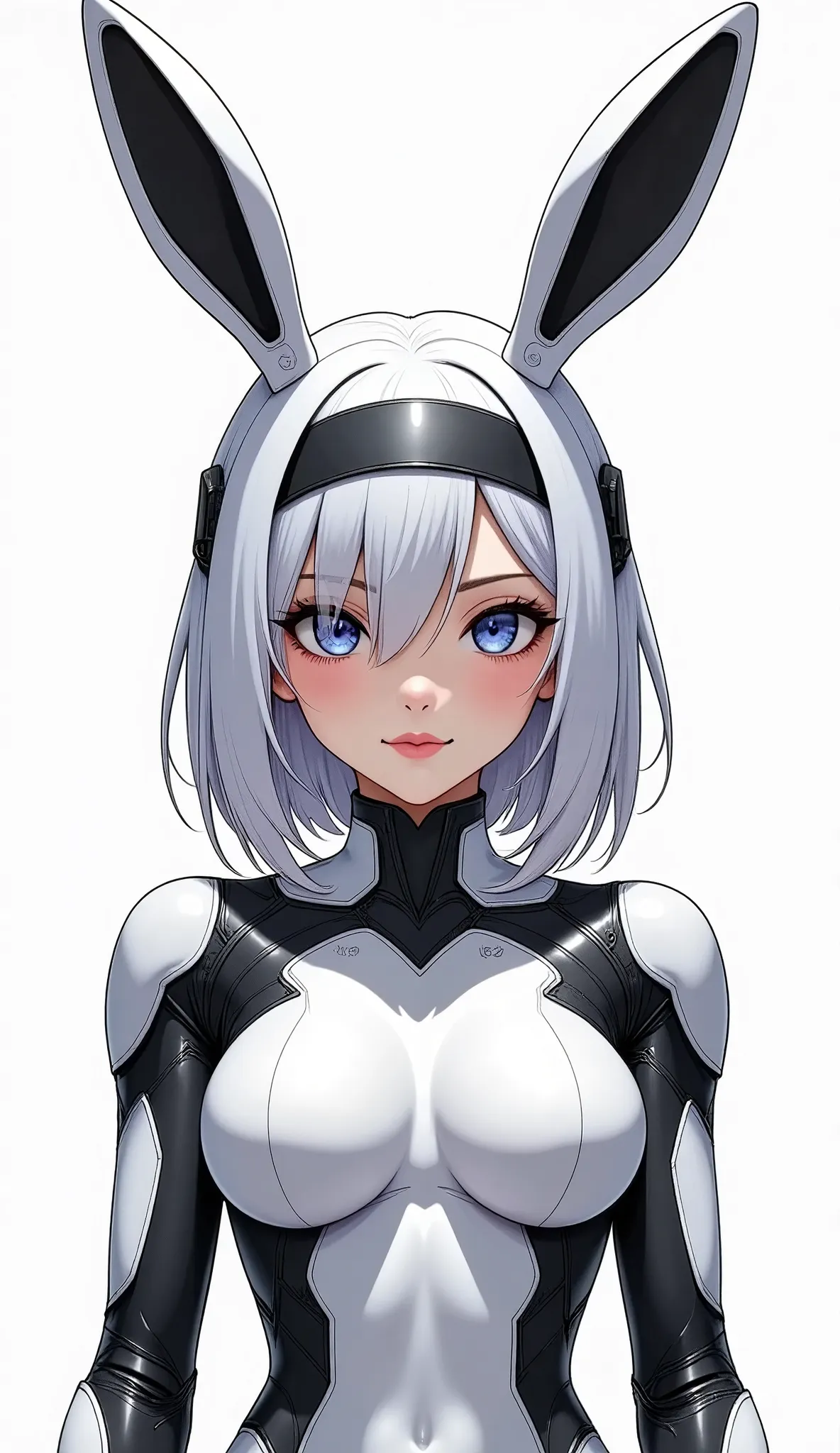 (masterpiece,  best illustration ,super detailed),( android woman),(front:2.0),( cute),( see here:2.0),(smile:2.0),(chibi charac...