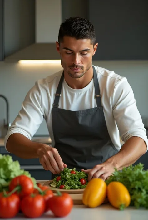 Ronaldo making salad make its face visible 