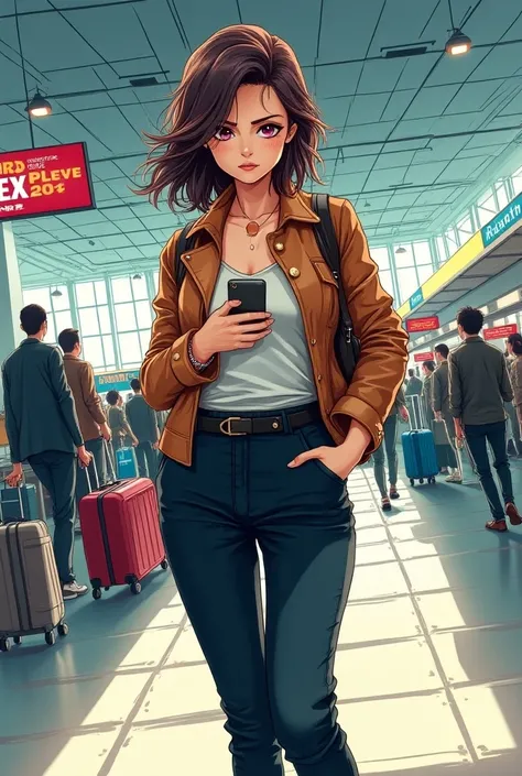 Manga woman at air port 