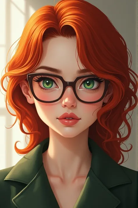 Dessin Femme rousse avec lunettes
