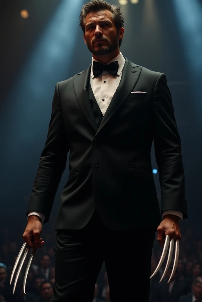 Wolverine in a suit during the musical, Draw Wolverines weapon in more detail