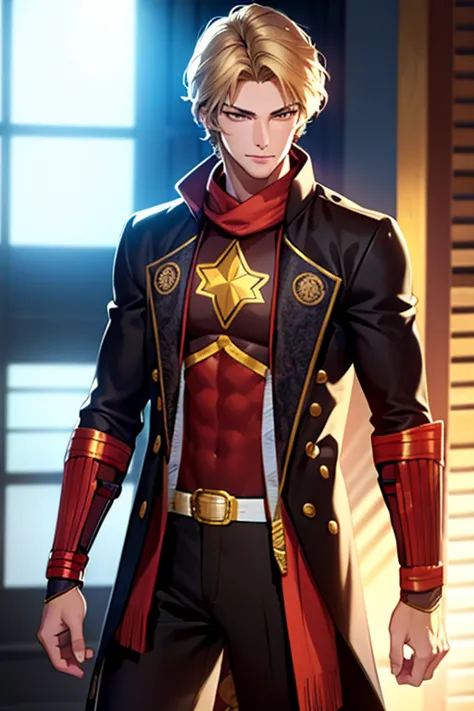 (  high-definition cg), (best quality),     a superhero and has a beautiful body,   hero costume , handsome and cool young man  ...