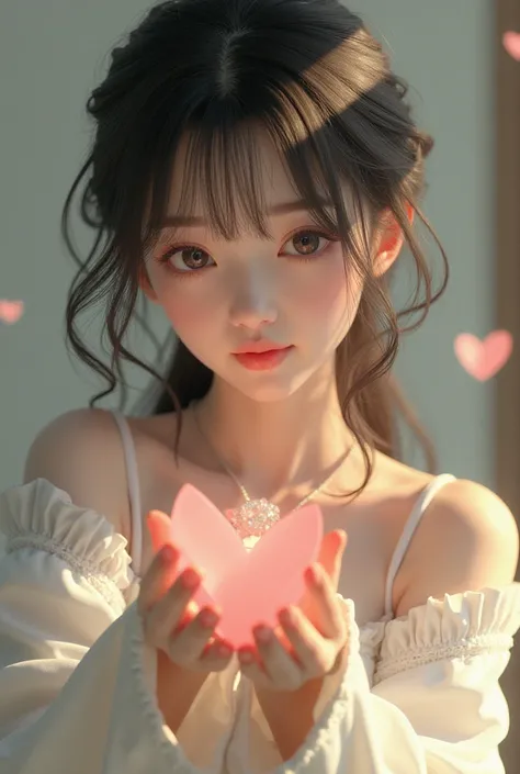 A beautiful Japanese idol is inviting her heart out