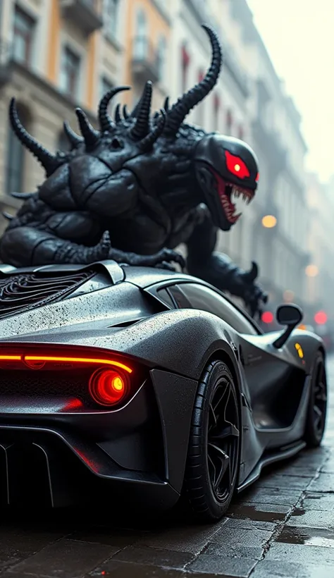  try drawing a monster machine with a shape reminiscent of Venoms red eyes 、 as if aiming for prey It was reconstructed by emphasizing the feeling of Venom over ：

- ** body design **:
  - **Color and Texture**:  has the Venom logo on the wheel 、 tail ligh...