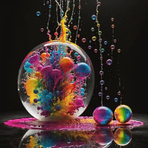 (best quality,4k,8k,highres,masterpiece:1.2),ultra-detailed,(realistic,photorealistic,photo-realistic:1.37),highly detailed psychedelic dream, vibrant shimmering colors, glass-like structures morphing from the colors, intricate rainbow patterns, perfectly formed symmetrical spheres, glowing reflective bubbles, detailed bubbles and spheres, rainbows of color twisted in and out of translucent orbs, spilled paint, spirals of swirling color in the background, beautiful psychedelic digital art, pixel art, neon colors, 4d mandelbulb psychedelics, glass-like psychedelic landscape, intricate rainbow environment, psychedelic underwater brightness, trails of color and light, bright fluorescent colors, psychedelic vibrant colors, bright psychedelic neon colors, colorful paint drips out of the bubbles, 3D glass spheres melting into each other spilling out colors, visually disorienting, hallucination inducing, optical illusions, startling, stunning images, awe-inspiringly, pixel assets, portrait photography, surrealism, photorealistic, hyperdetailed, glass morphism, digital art, sparkle, optical illusion, glowing light, reflection light, overexposure, god rays backlighting, depth of field, rotational symmetry